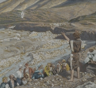 john the baptist sees jesus from a far - Tissot